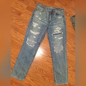 American Eagle Outfitters Light Blue Distressed Boyfriend Jeans Hi Rise Tom Girl